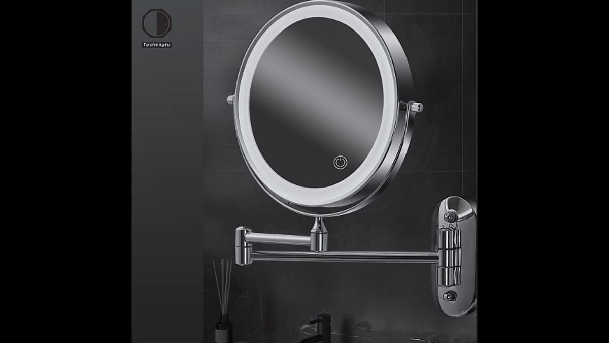 Dubbelzijdige Wandgemonteerde Make-up Spiegel met LED Verlichting | ReflectGlow