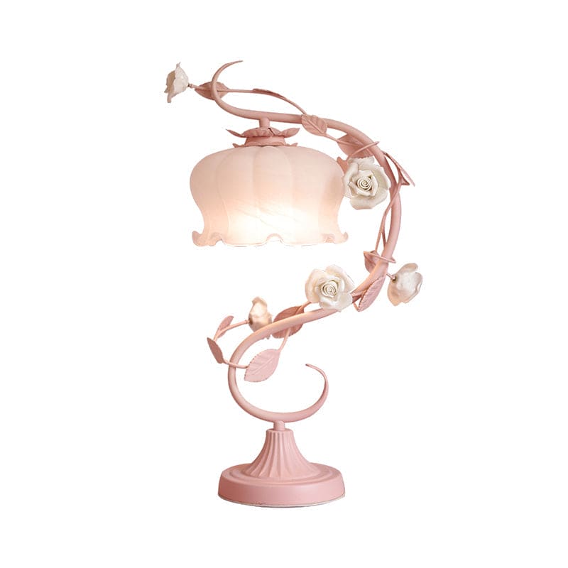 Bordlampe i Pastorale Stil med Keramisk Rose | RosePastel
