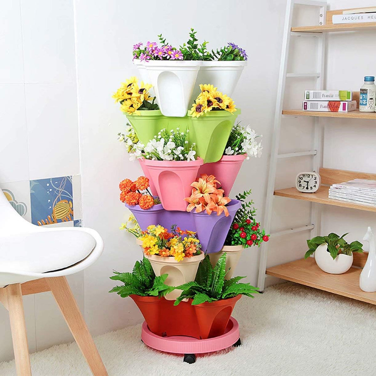 Vertikal 6-Lags Plantepyramide til Blomster, Krydderurter og Små Grøntsager-4