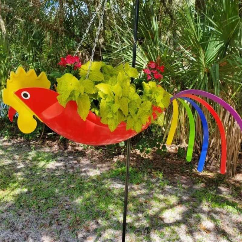 Hængende Planteholder i Kyllingedesign til Haven, Holdbar og Vejrbestandig-4