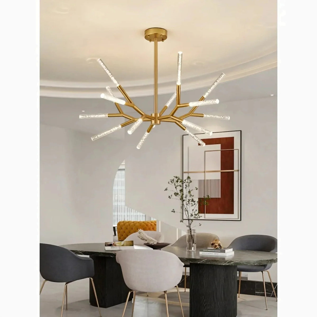 LuxeTwigs - Moderne Trægren LED Krystal Kroneslysekrone