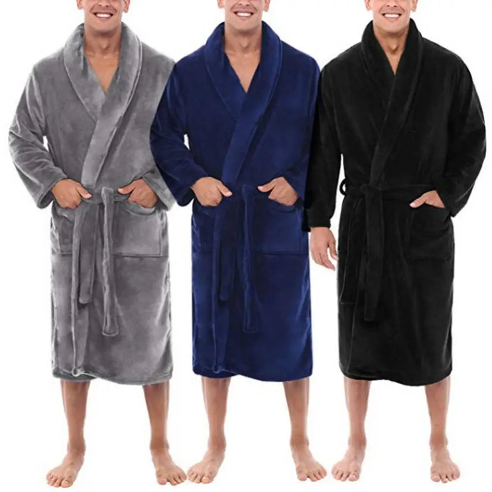 Peignoir i Blød Fleece med Sjalekrave og Lommer | LuxeCozy