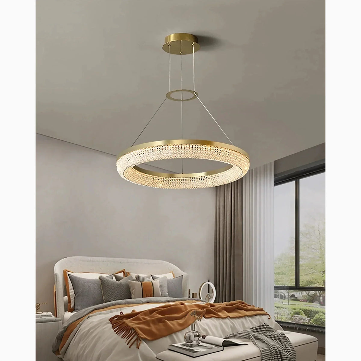 LuxeDrum - Elegant Gylden Kristal Plafondkroneslysekrone