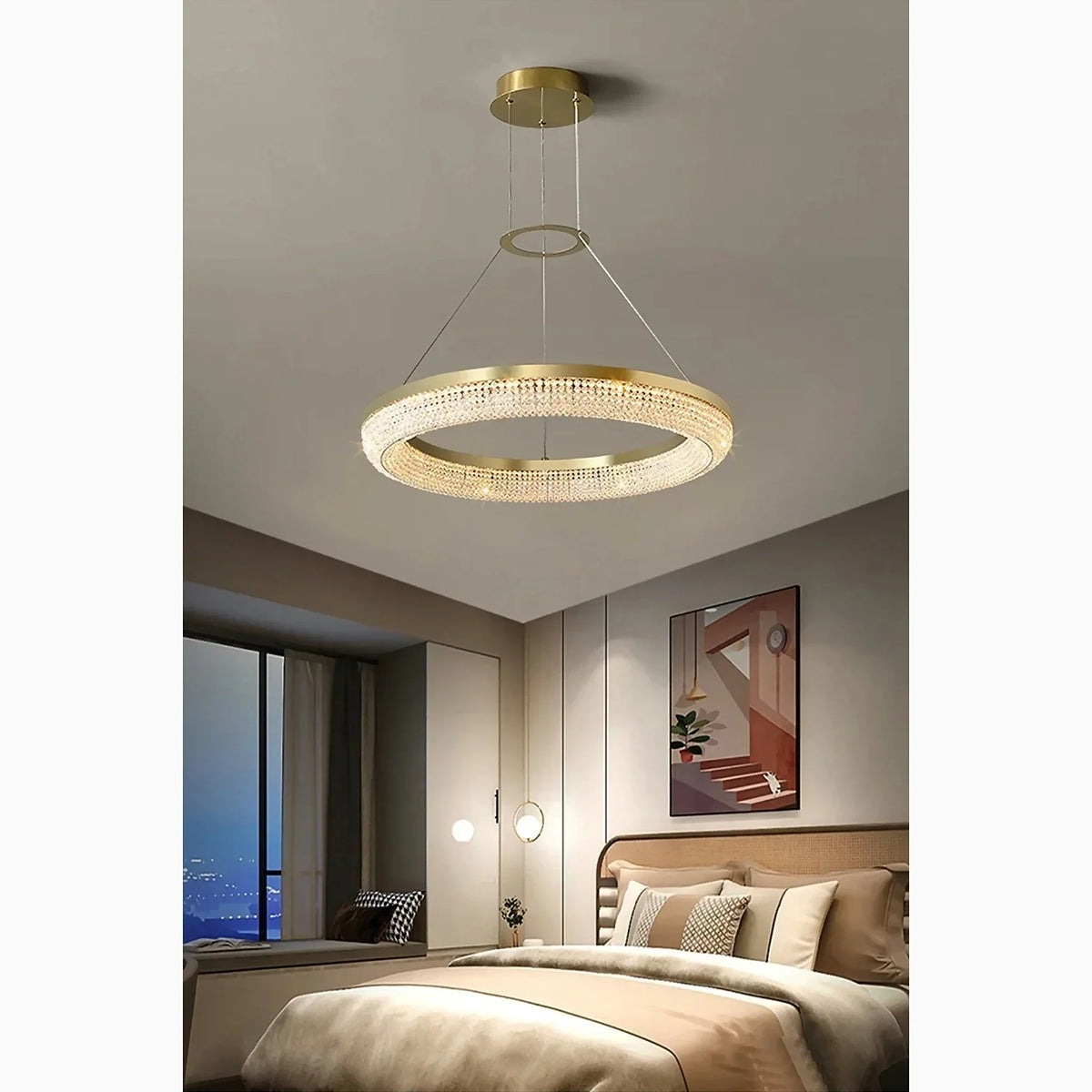 LuxeDrum - Elegant Gylden Kristal Plafondkroneslysekrone