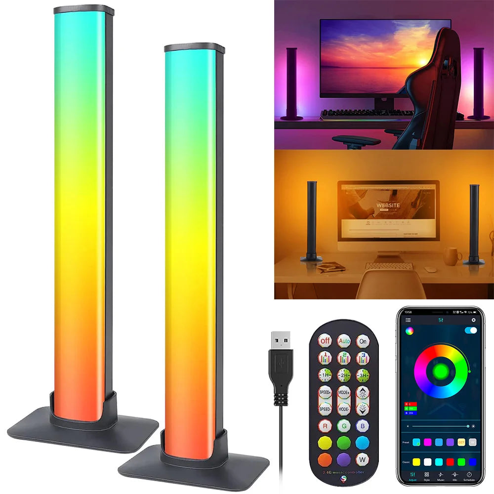 Smart RGB LED Lysbjælker – Bluetooth & Fjernbetjening | GlowSync