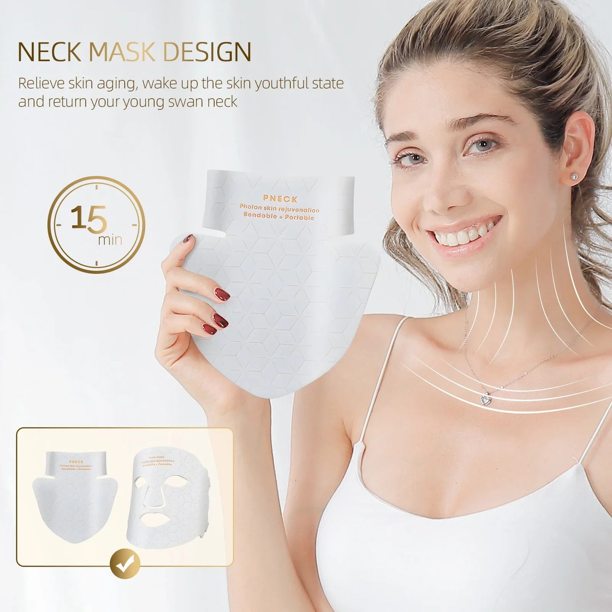 LED Silikone Ansigts- og Nakke Maske til Anti-Aldring og Acne Behandling-3