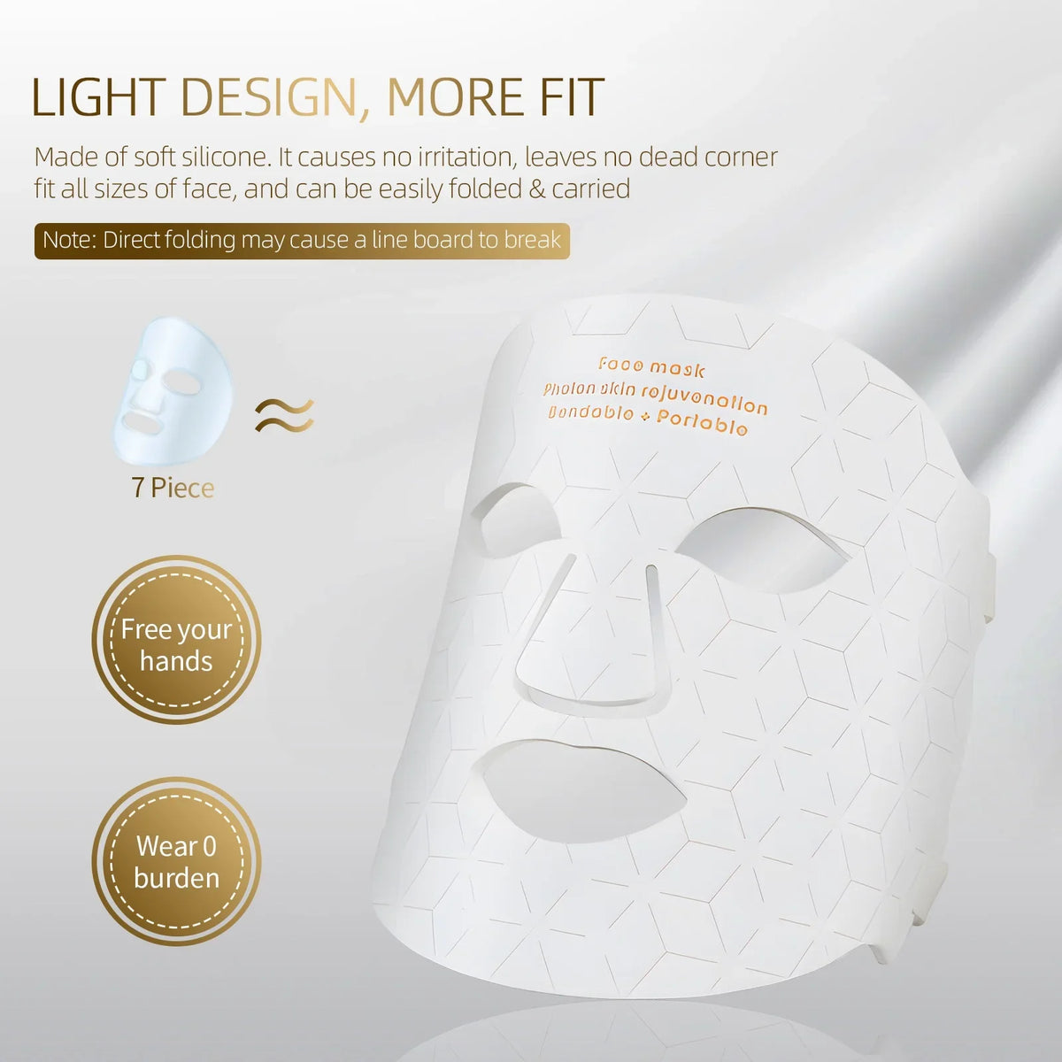 LED Silikone Ansigts- og Nakke Maske til Anti-Aldring og Acne Behandling-4