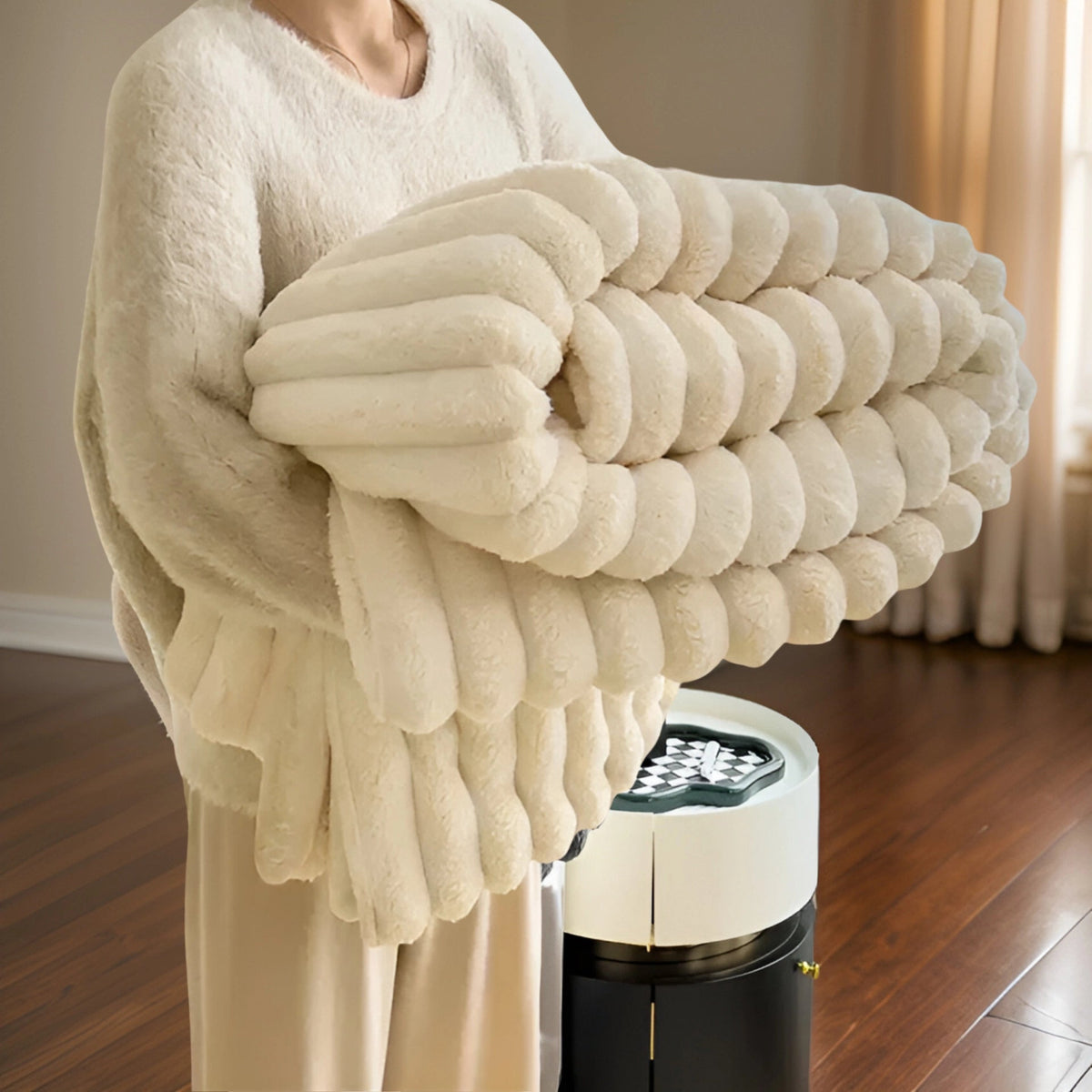 Luksuriøst Chunky Strikket Tæppe | PlushKnit