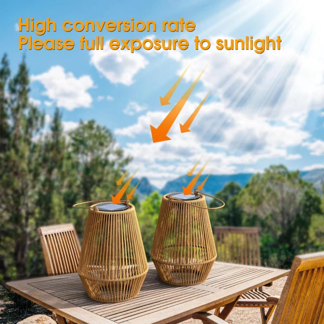 Håndvævet Rattan Solarlampe til Udendørs Brug-3