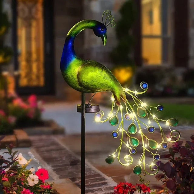 Påfugl Solcelle Havelampe | PeacockGlow