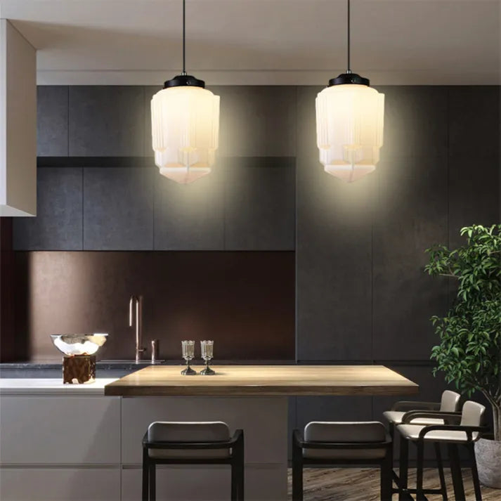 Geometrisk Mat Glas Loftlampe | GeoGlow