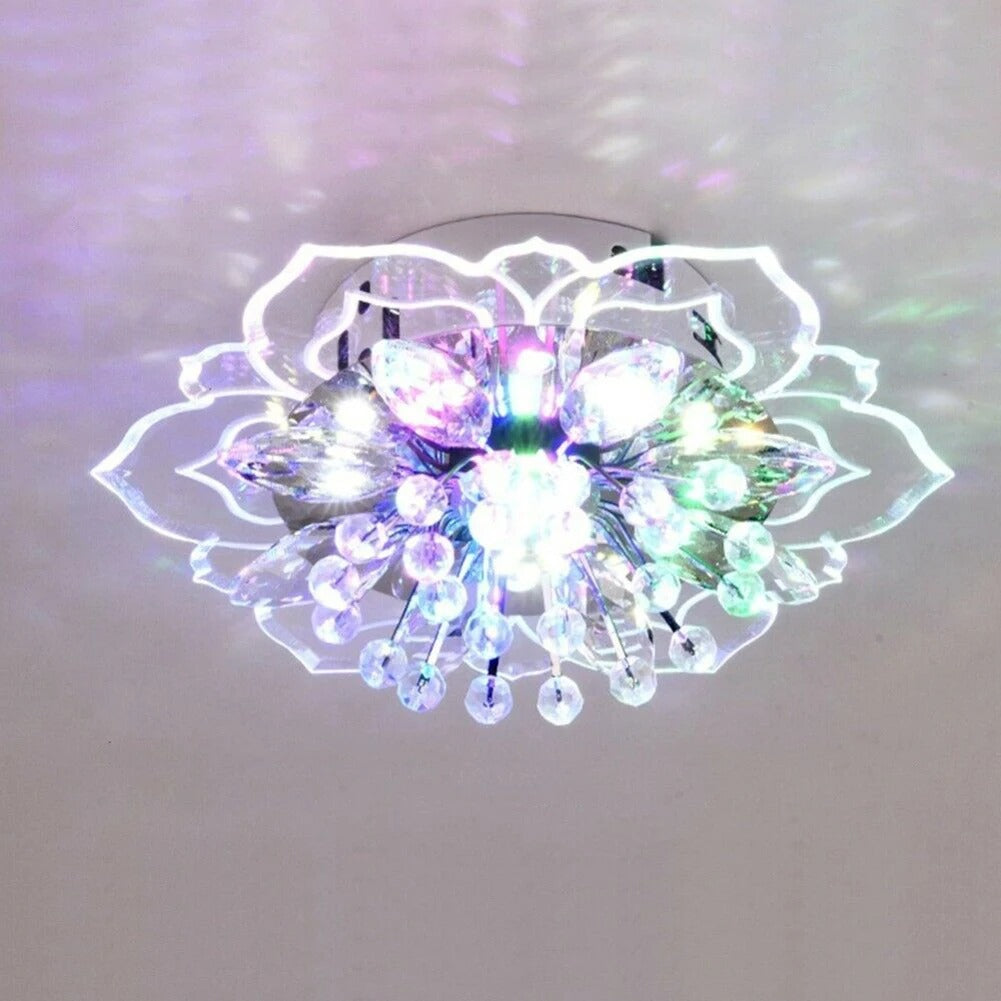 CrystalBloom - Elegant LED Loftslampe med Krystaller