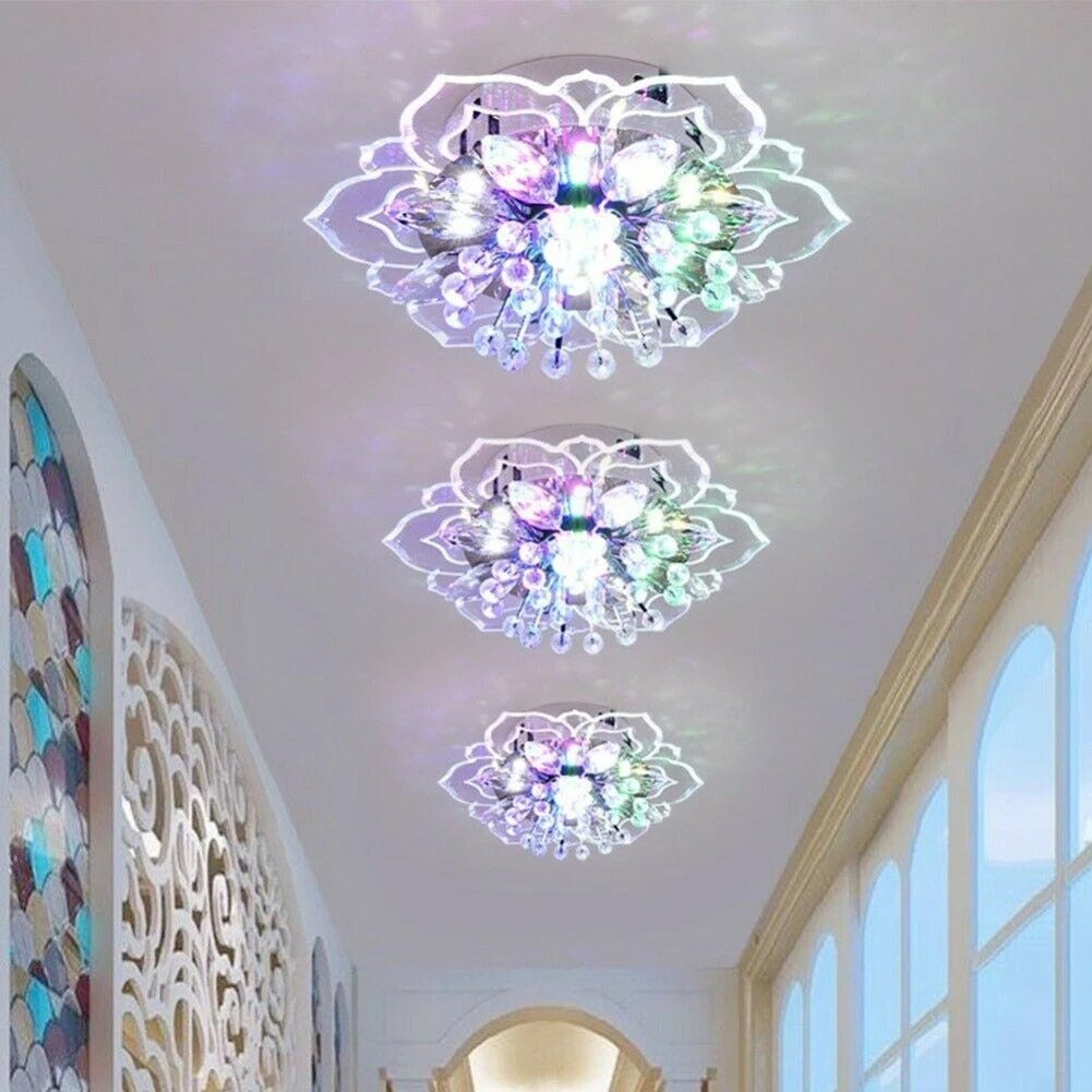 CrystalBloom - Elegant LED Loftslampe med Krystaller