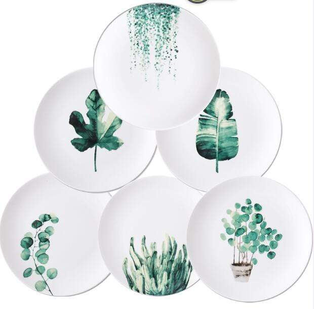 Plantae Tallerkenkollektion – Eksklusivt Sæt af 6 | PorcelainPlantae