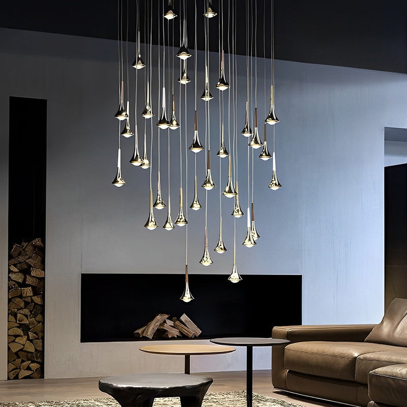 NordicRain - Waterdruppel Hanglamp i Metal og LED til Trapper