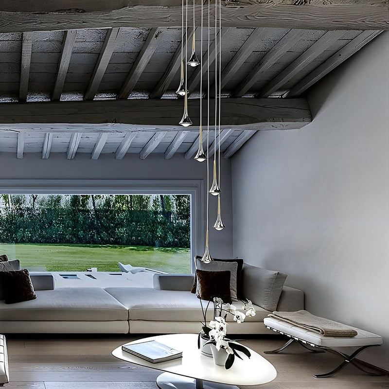 NordicRain - Waterdruppel Hanglamp i Metal og LED til Trapper