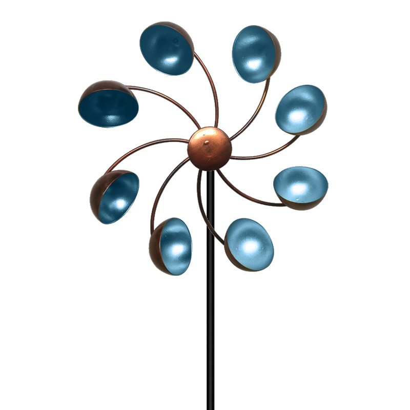 Variant image for Dekorativ Havevindmølle med Farverige Metalblomster til Udendørs Brug-2