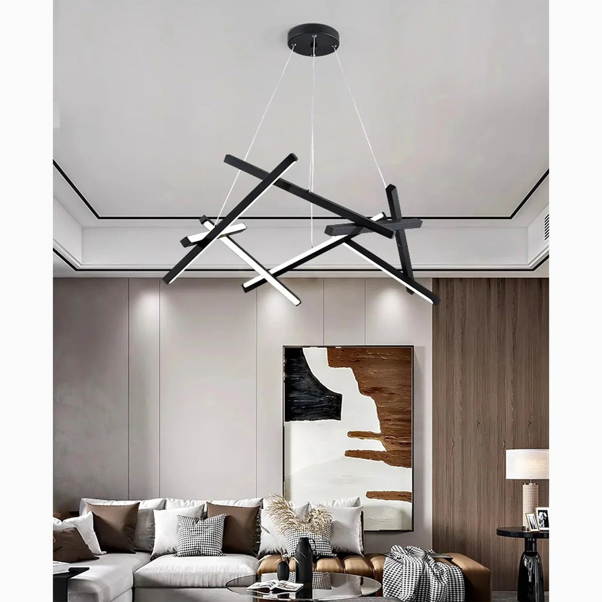LuxeFlow - Moderne LED Hængelampe med Abstrakte Linjer