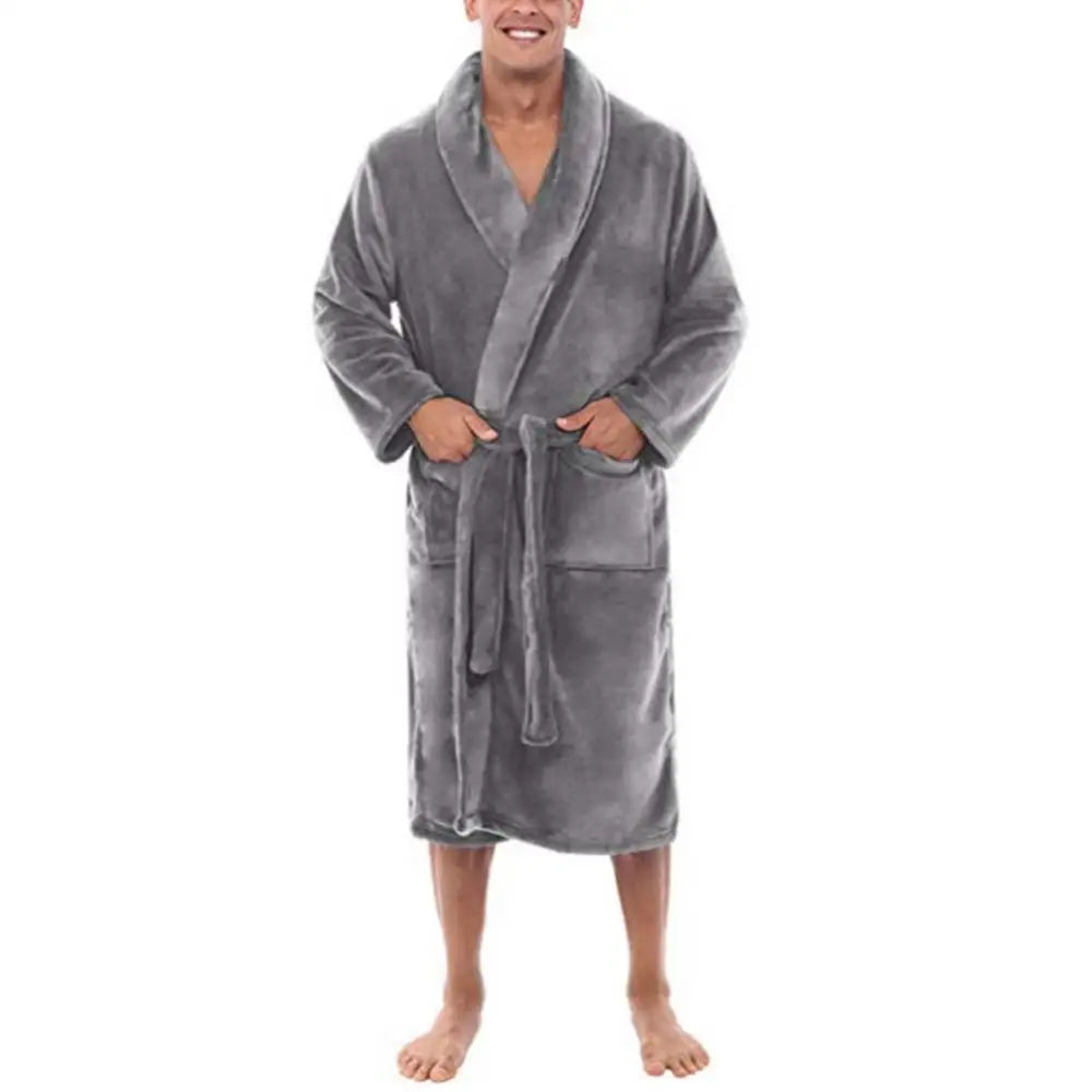 Peignoir i Blød Fleece med Sjalekrave og Lommer | LuxeCozy