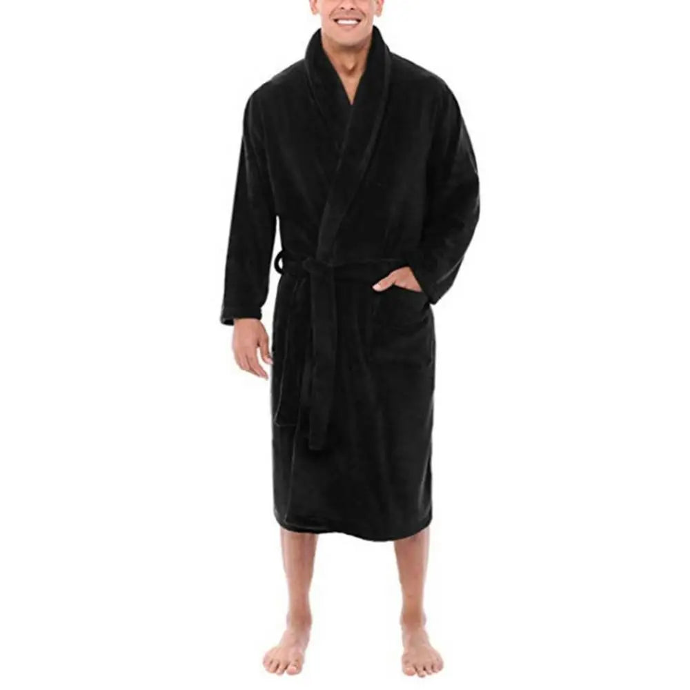 Peignoir i Blød Fleece med Sjalekrave og Lommer | LuxeCozy
