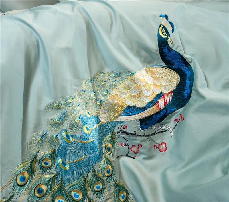 Peacock Rue Teal Dynebetrækssæt – Luksuriøst og Blødt | SateenElegance