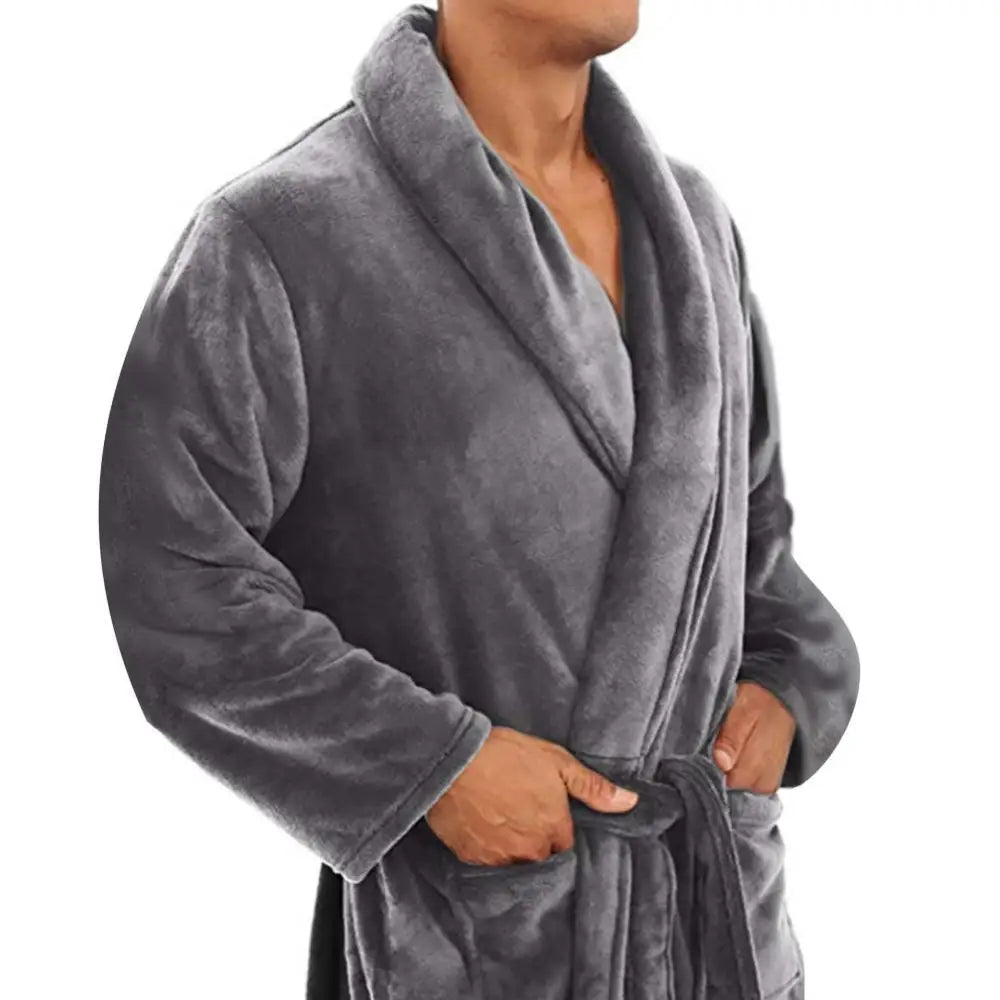 Peignoir i Blød Fleece med Sjalekrave og Lommer | LuxeCozy