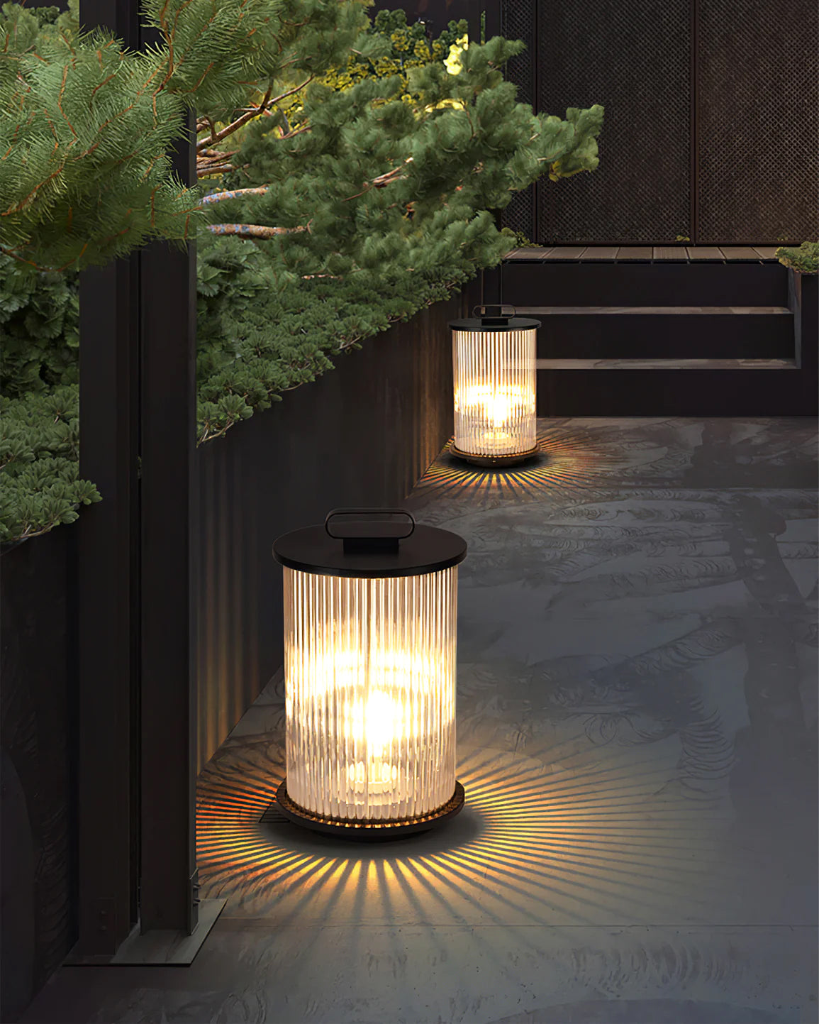 Elegant Havelampe Solceller i Glas og Stål | GlowSphere-4
