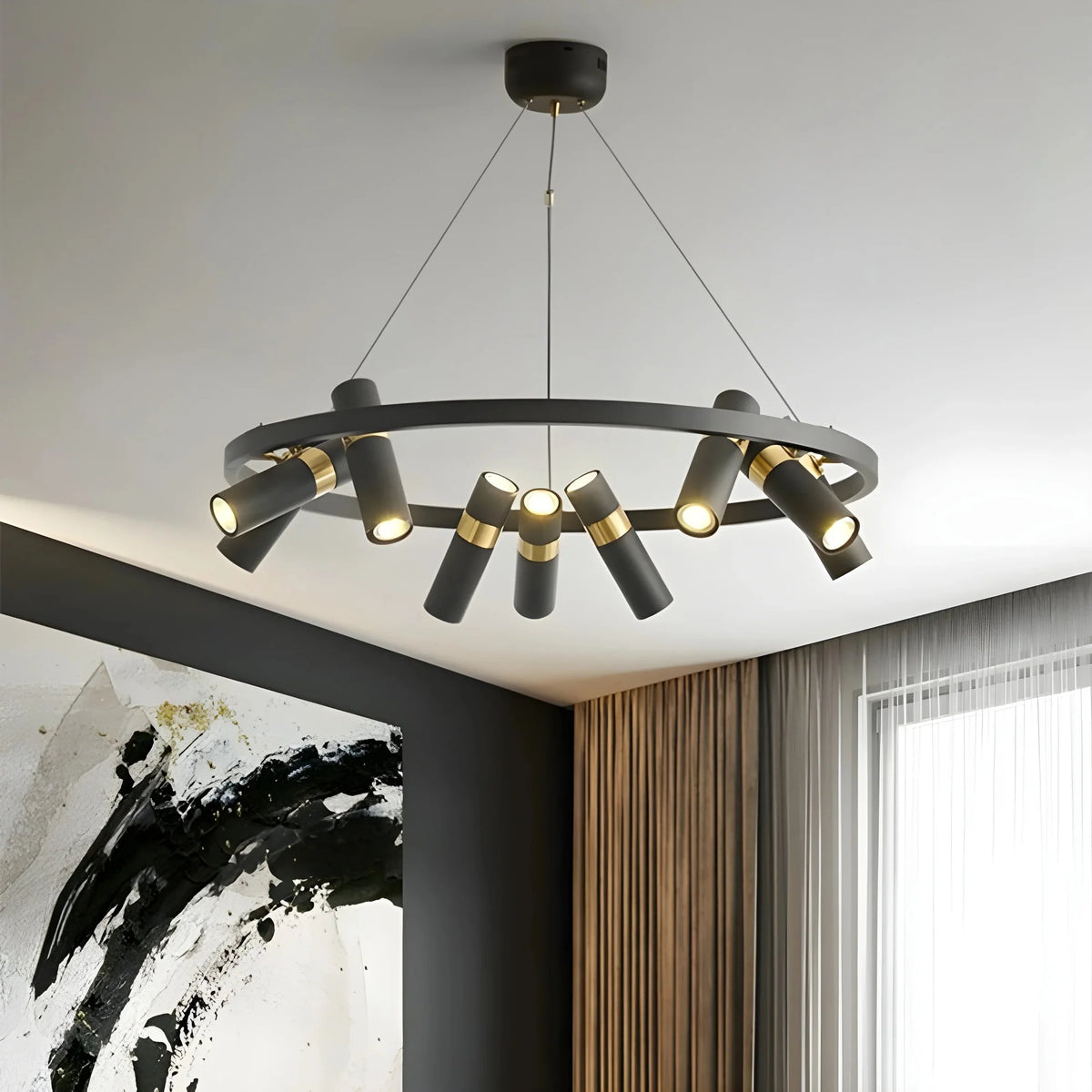 NoirGlow - Minimalistische Zwarte LED Hanglamp