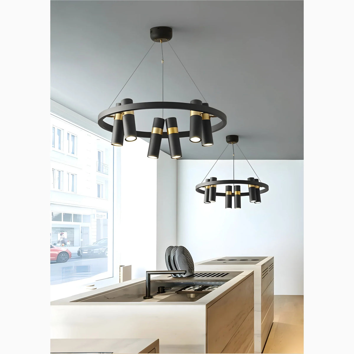 NoirGlow - Minimalistische Zwarte LED Hanglamp