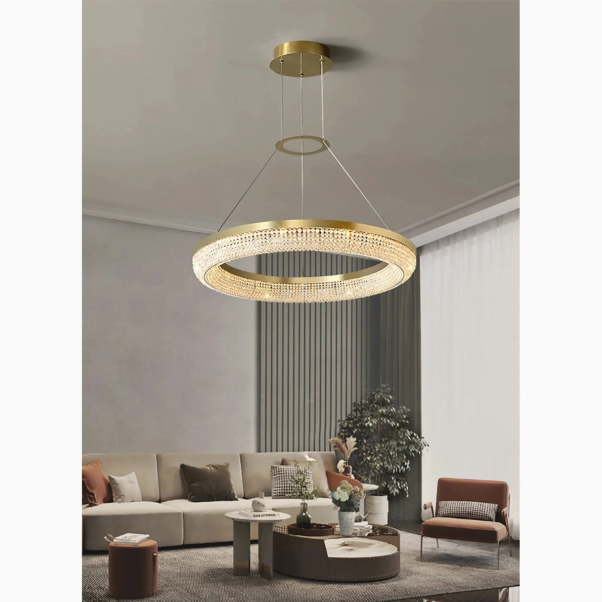 LuxeDrum - Elegant Gylden Kristal Plafondkroneslysekrone