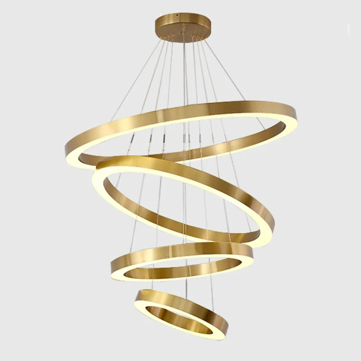 LuxeOrbit - Stilig Gyldne Ringe Plafondkroneslysekrone