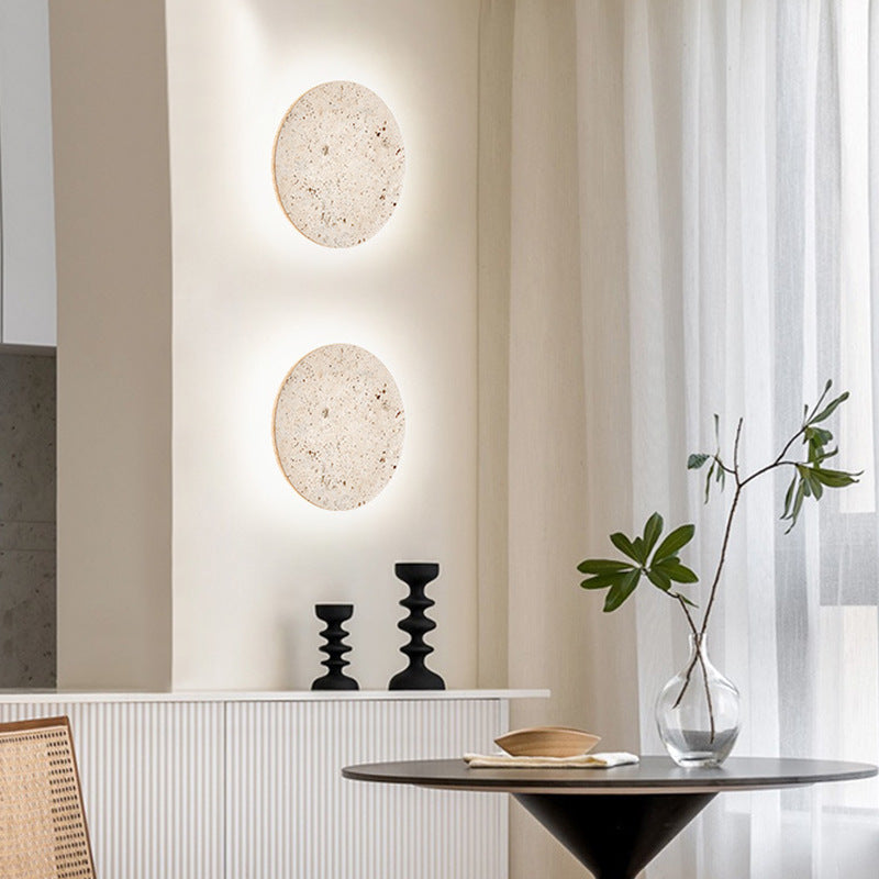 Travertin Rund LED Væglampe