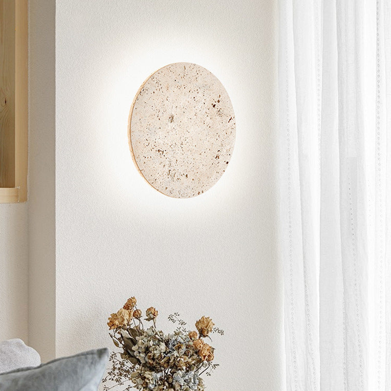 Travertin Rund LED Væglampe