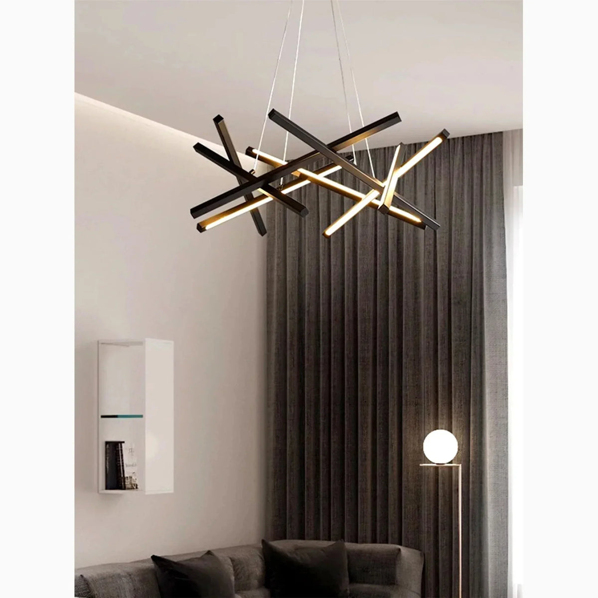 LuxeFlow - Moderne LED Hængelampe med Abstrakte Linjer