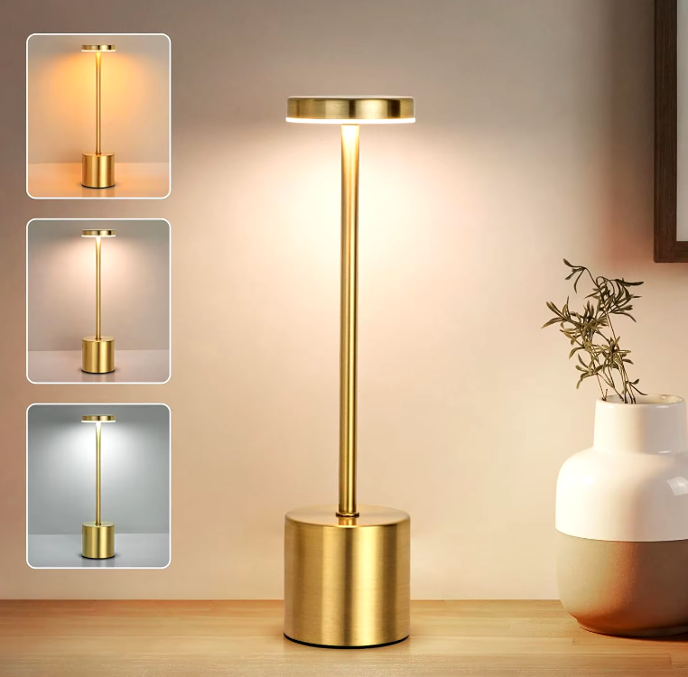 Trådløs Genopladelig USB LED Bordlampe med 3 Farveindstillinger | TouchGlow
