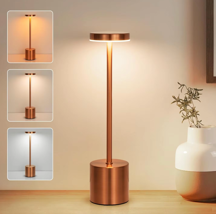 Trådløs Genopladelig USB LED Bordlampe med 3 Farveindstillinger | TouchGlow