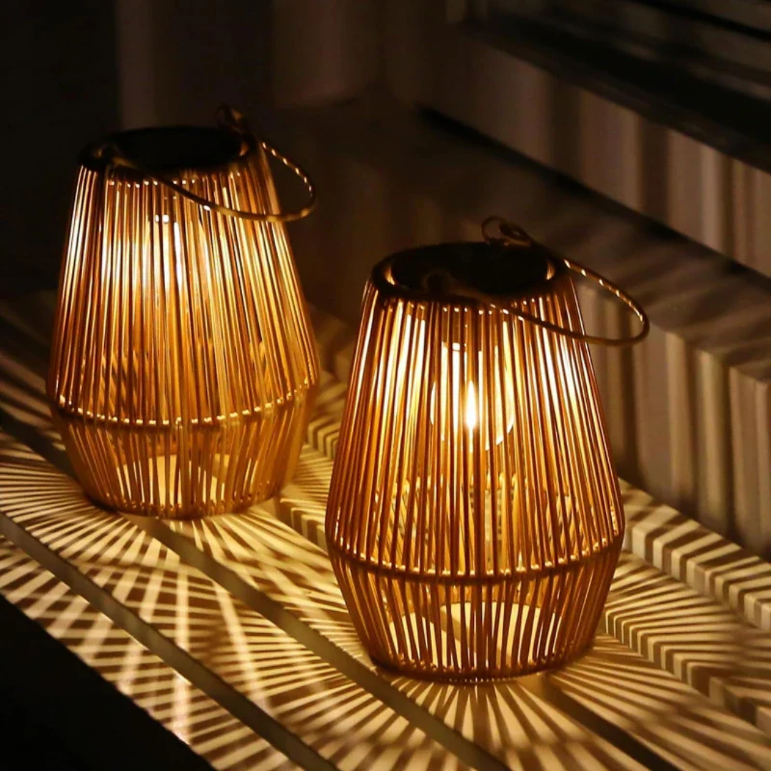 Håndvævet Rattan Solarlampe til Udendørs Brug-6
