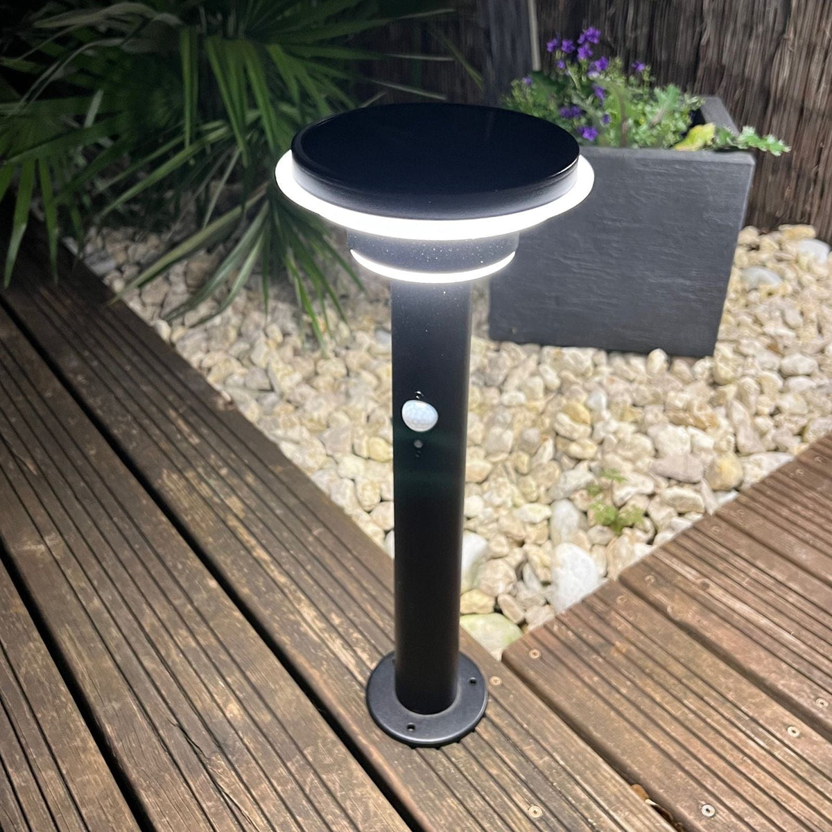 Solarlampe i Rustfrit Stål med UV-Forstærker og Bevægelsessensor-2