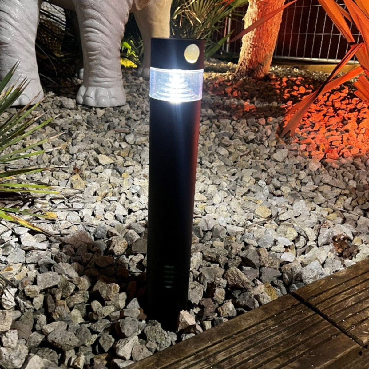 Solarlampe Med Bevægelsessensor I Rustfrit Stål Til Udendørs Brug-3