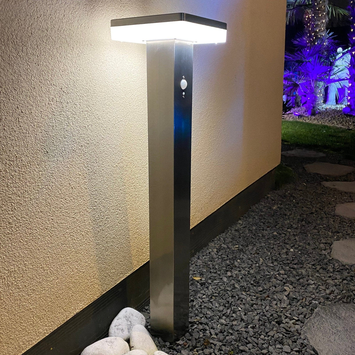Solarlampe med Bevægelsessensor og 1000 Lumen Lysstyrke i Rustfrit Stål-2